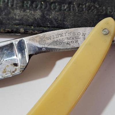 Lot of Barber Shop Straight Razors Brush Razor Strop