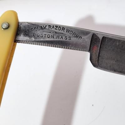 Lot of Barber Shop Straight Razors Brush Razor Strop