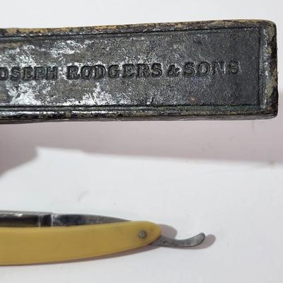 Lot of Barber Shop Straight Razors Brush Razor Strop