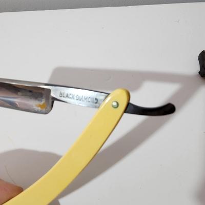 Lot of Barber Shop Straight Razors Brush Razor Strop