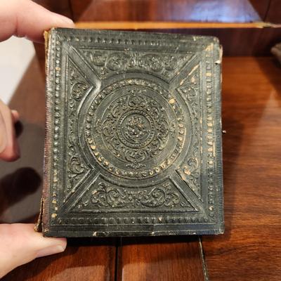 Antique Leather Case Tintype Gold Gilt metal Frame Photograph