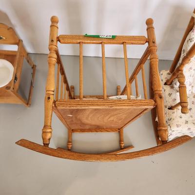 Vintage Cass Toys Baby Doll Crib and Rocker Rocking Chair