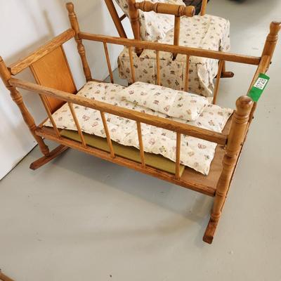 Vintage Cass Toys Baby Doll Crib and Rocker Rocking Chair