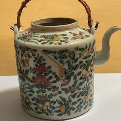 Chinese 19th. Century Famille Rose Teapot Preowned from an Estate as Pictured. No Lid & Small Fleck at the Nozzle.