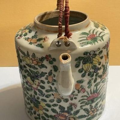 Chinese 19th. Century Famille Rose Teapot Preowned from an Estate as Pictured. No Lid & Small Fleck at the Nozzle.