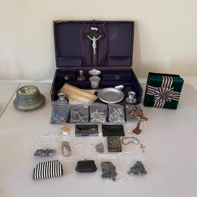 Antique Catholic Last Rites Traveling Altar Box