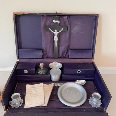Antique Catholic Last Rites Traveling Altar Box