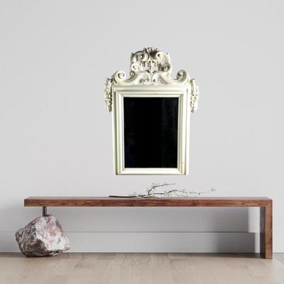 1101 Antique Painted Framed Mirror w/Foam Carved Ornamental Decor