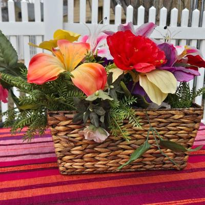 Basket with Faux Flowers