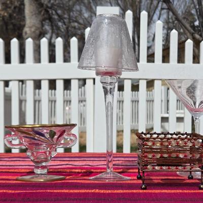 Glass and Candleholder Lot