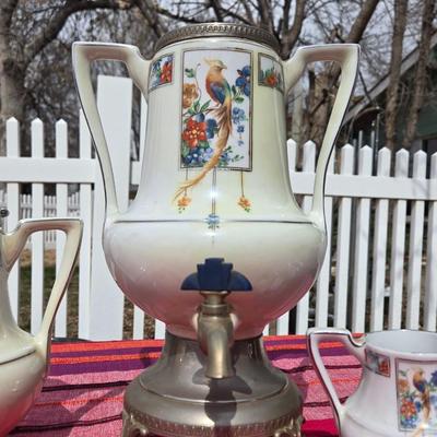 Vintage Royal Rochester Fraunfelter Hand Decorated Coffee China Service Set 'Golden Pheasant'