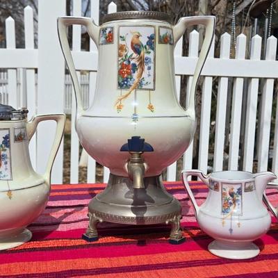Vintage Royal Rochester Fraunfelter Hand Decorated Coffee China Service Set 'Golden Pheasant'