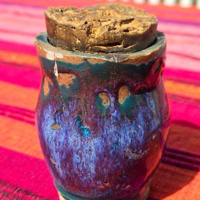 Signed Pottery with Cork Top
