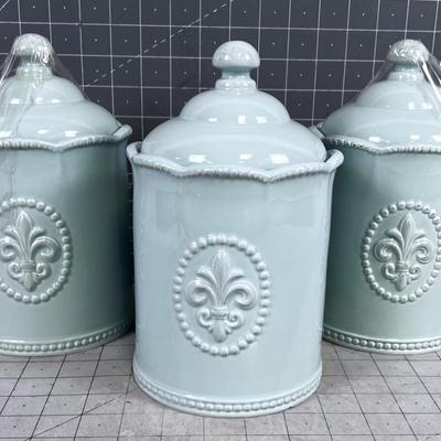 3 Mint NEW Canister with Lid. CUTE! NEW 