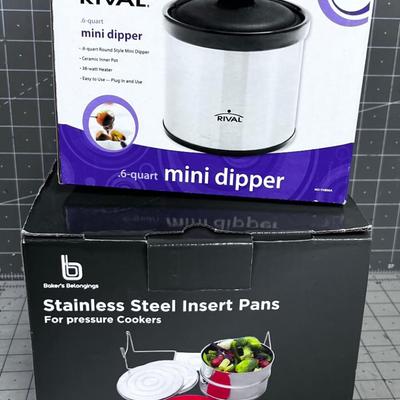 Mini Dipper Crock Pot and Stainless Steel Insert Pans; 2 for the price of 1 NEW 