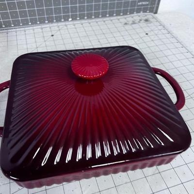 Cast Iron Enamel Baking Pan, NEW Burnt Red color