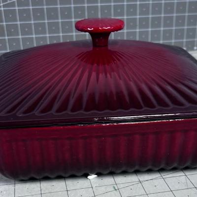 Cast Iron Enamel Baking Pan, NEW Burnt Red color