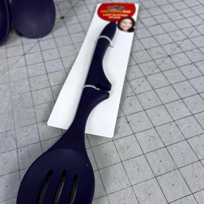 Rachael Ray NEW Coated Slotted Spoons and Ladles. NICE Grip (3) 
