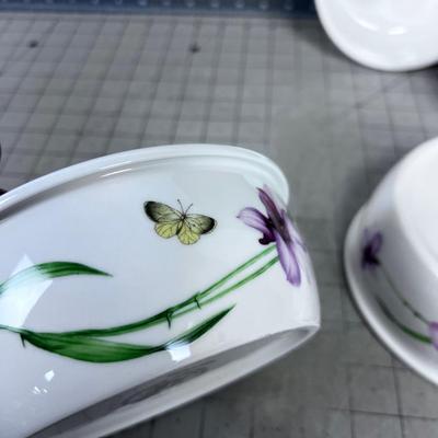 SIBLY Gladiola and a Butterfly bowls (4) 