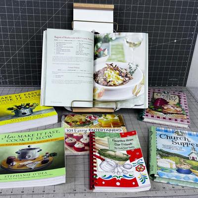 Cook Book HOLDER Plus 7 NEW Cook Books Like NEW~!