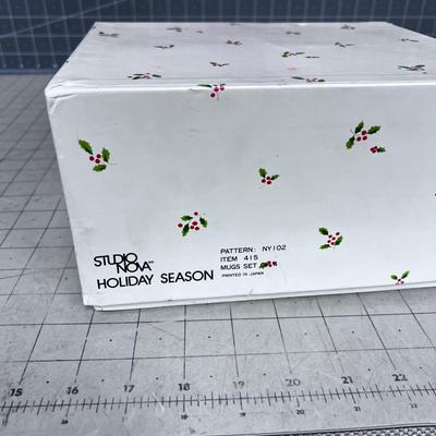 STUDIO NOVA 4 Brand New Irish Coffee Mugs with Christmas Tree Moffit