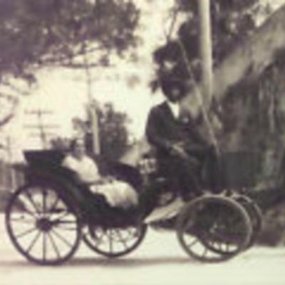 antique PHOTO HORSE DRAWN CARRIAGE w DRIVER
