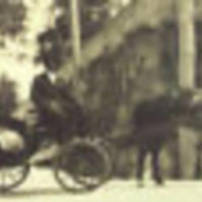 antique PHOTO HORSE DRAWN CARRIAGE w DRIVER