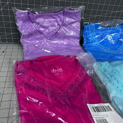 (4) Denim & Company Embellished Collars and Sequined Accents NEW 