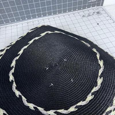 NEW (12) Casa Maderno -Woven Round Black Placemat 