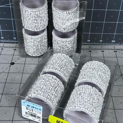 8 Pearl Beaded NEW Napkin Rings