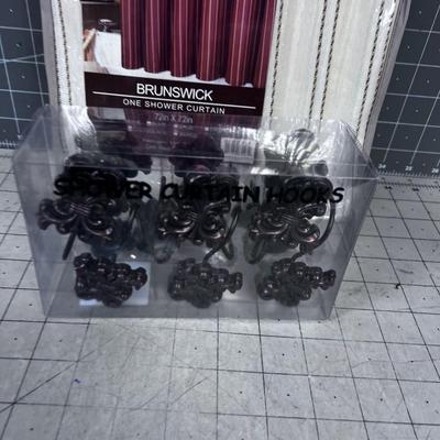 New Shower Curtain and Hook/Hangers, NEW 
