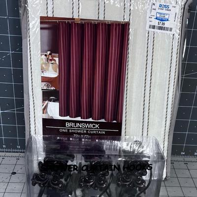 New Shower Curtain and Hook/Hangers, NEW 