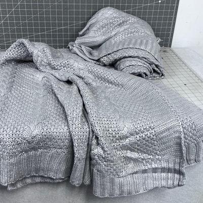 2 NEW Gray Sparkle Throws 