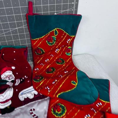 Large Lot Of Nice Christmas Stockings. Velvet