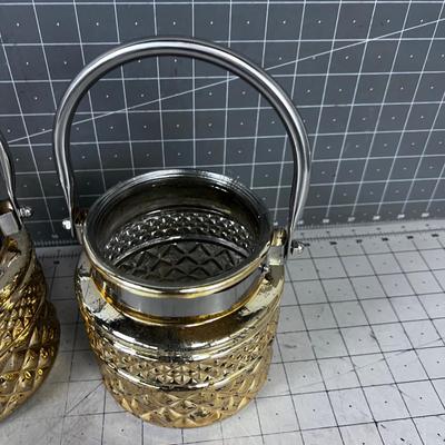 2 Gold Jars with Handles