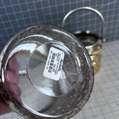 2 Gold Jars with Handles
