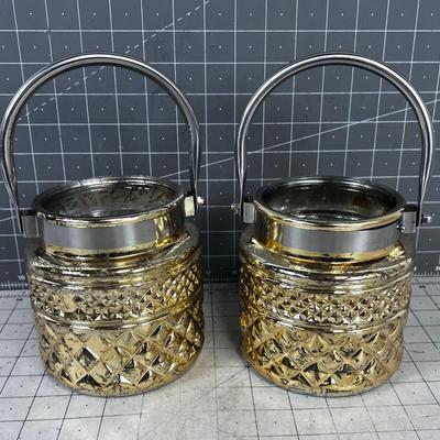 2 Gold Jars with Handles