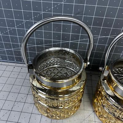 2 Gold Jars with Handles