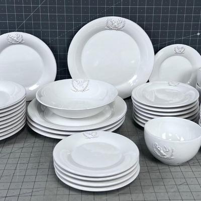 Plate Set with Deer Crest, Not Complete
