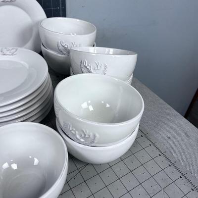 Plate Set with Deer Crest, Not Complete