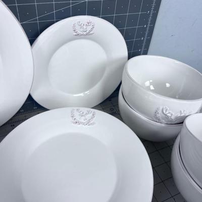 Plate Set with Deer Crest, Not Complete