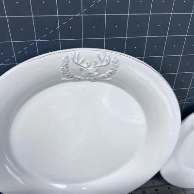 Plate Set with Deer Crest, Not Complete