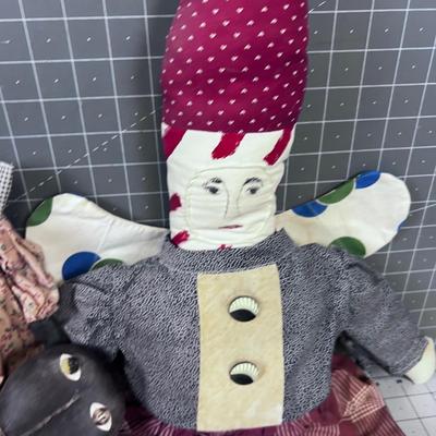 (7)  Red Hat More Rustic UNIQUE Dolls, Hand-Crafted