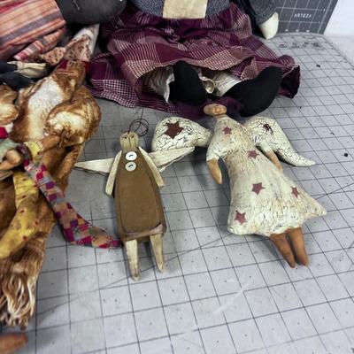 (7)  Red Hat More Rustic UNIQUE Dolls, Hand-Crafted