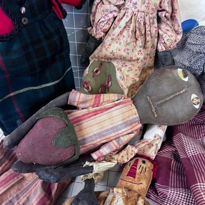(7)  Red Hat More Rustic UNIQUE Dolls, Hand-Crafted