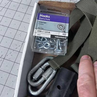 Tray of Garage Stuff; Flash Light, Valve, Battery