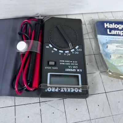 Tray of Stuff; Hand Tools, Battery Charger, Light Bulb