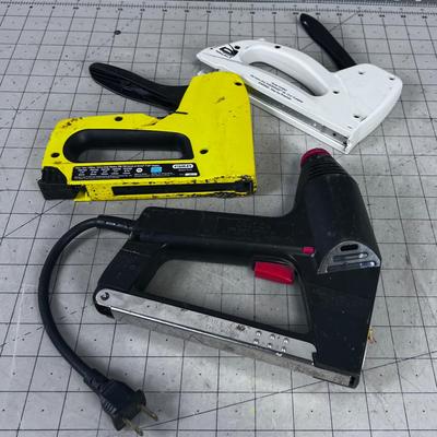 (3) T-50 Staplers; 1 electric and 2 manual
