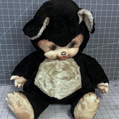 Antique Stuffed Bear with Rubber Face. CUTE!!! 
