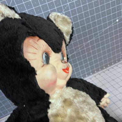 Antique Stuffed Bear with Rubber Face. CUTE!!! 